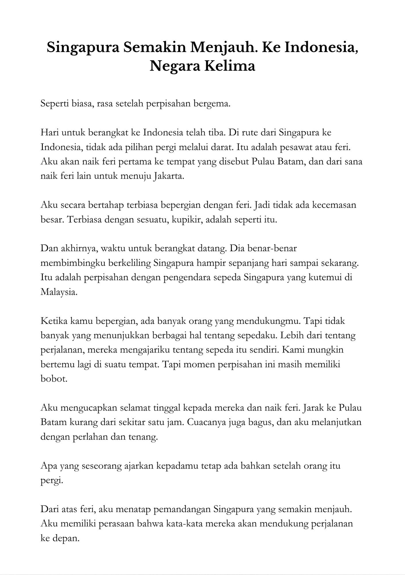 Memories of the Road — Indonesia